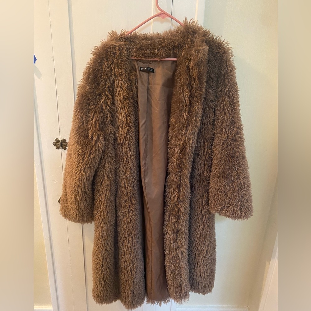 Long fake fur coat